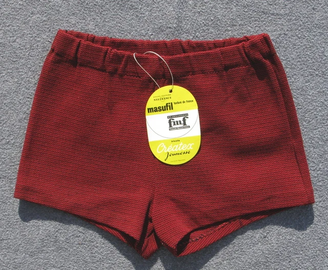 Authentique Short enfant vintage - Maillot de bain - Créatex  Taille 8 ans Rouge