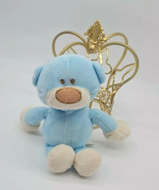 41 - Doudou Ours Peluche Bleu Beige Tom & Et Kiddy Bisous D'ange Nez Marron Neuf