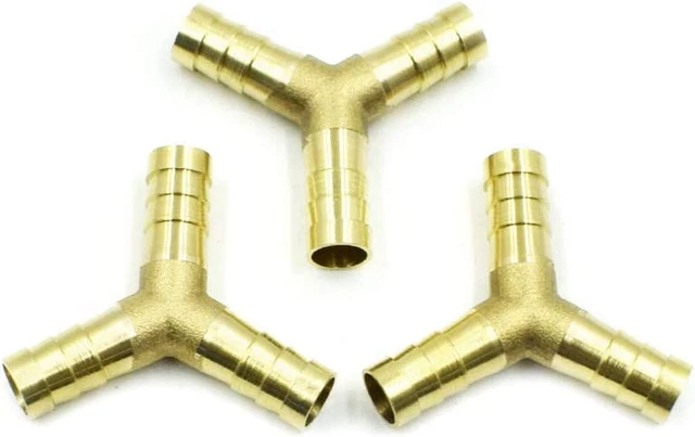LC LICTOP 3/8" Inch 3 Ways Y-Piece Brass Air Gas Hose Barb Connector Joiner Coup