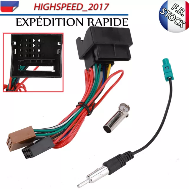 Kit Adaptateur Câble Iso Faisceau Autoradio Voiture + Antenne Pour Peugeot