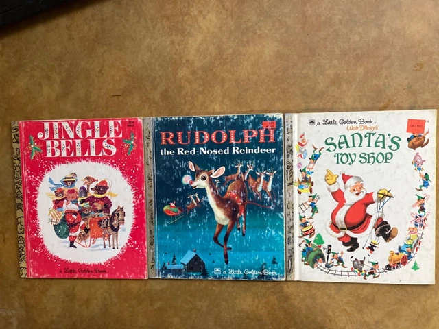Lot of 3 Vintage Little Golden Books-Christmas.Rudolph/Jingle Bells/Santa's Toys