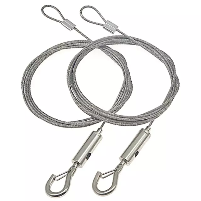 2 Pz Cavo Acciaio Inox Fune Metallica Regolabile Filo Con Loop Ganci Acciaio Int