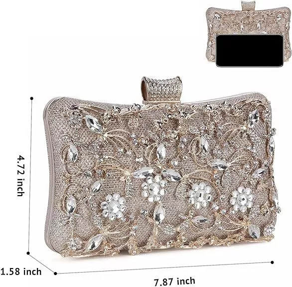 Women Crystal Evening Clutch Bag Rhinestone Wedding Handbag Purse Party Bridal