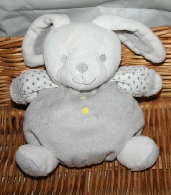 Doudou Obaibi Lapin Gris Blanc Etoile Grelot Ttbe