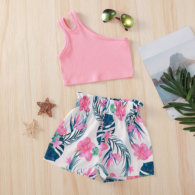 T-shirt top vestiti per bambine 2 pz + pantaloncini gonne set 2