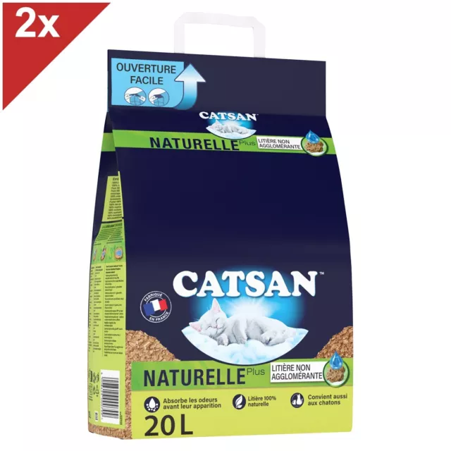 CATSAN Naturelle plus Litière végétale pour chat 2x20L