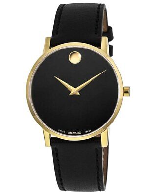 New Movado Museum Classic Black Dial Black Leather Strap Men's Watch 0607271