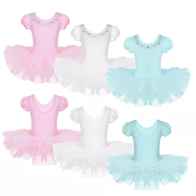 Kids Girls Mesh Tutu Ballet Dance Dress Gymnastics Leotard Dance-wear Costume