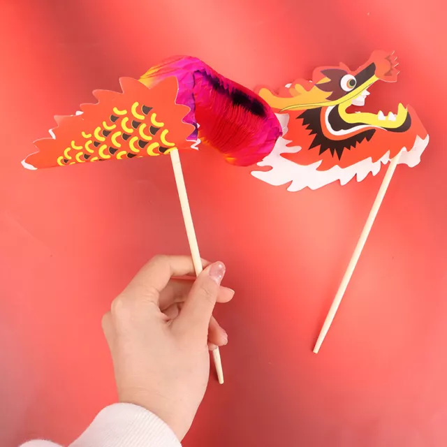 Handmade Chinese Dragon Toy DIY Dance Dragon Materials Kindergarten Craft Toy-EN
