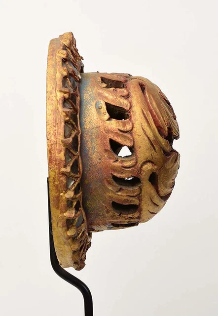 19th Century, Mandalay, Antique Burmese Wood Carving with Gilded Gold and Glass 10