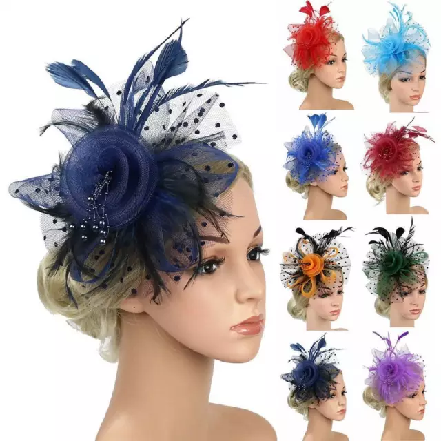 Fascinator Headband Clip Wedding Royal Ascot Formal Race Flower Feather Hair~Hat