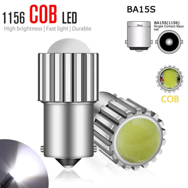 2x 1156 COB LED Bulb BA15S 6000K White Super Bright Tail Brake Reverse Light NEW