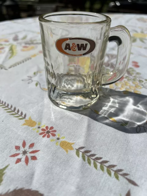 Vintage A&W Root Beer Mini Mug Oval Logo AW Original Authentic 3”