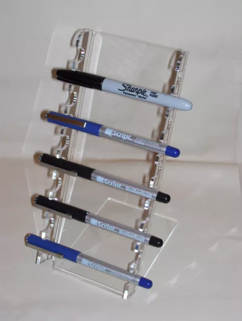 2 Way Clear Acrylic 10 Pen Ladder Rack Display Stand