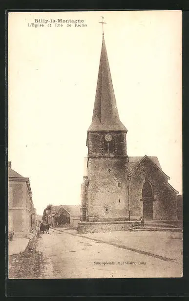CPA Rilly-la-Montagne, L'Eglise et Rue de Reims