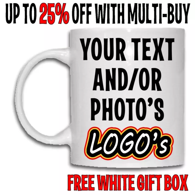 Personalised Mug Custom Cup Photo Logo Name Text Fathers Day Gifts Birthday Eid