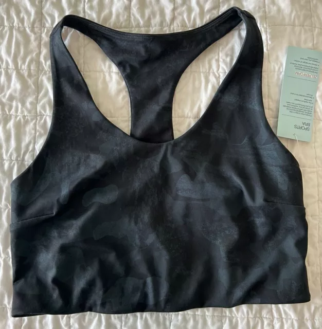 New Nwt Zella Small S Studio Lite Longline Sports Bra Black Spray