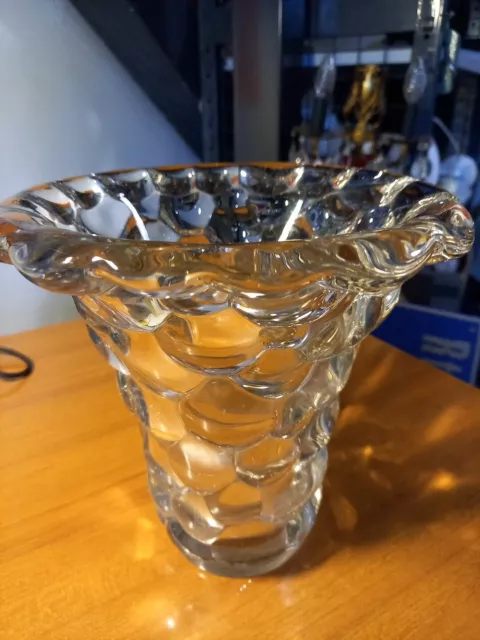 Vase En Cristal Modèle Nid D’abeilles DLG Pierre D’Avesne H 19,5 Cm