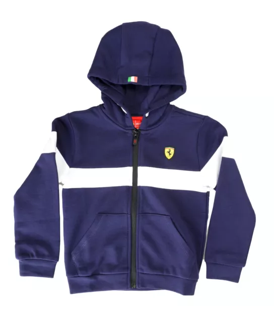 Scuderia Ferrari Boy "French Terry" Blue Full Zip Hooded Sweater