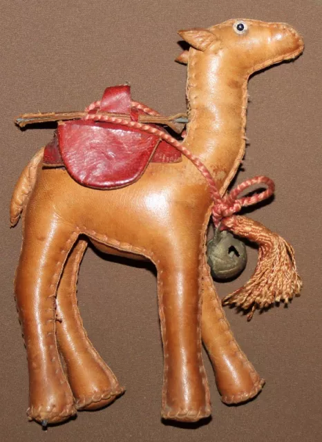 Vintage Hand Made Genuine Leather Camel Figurine
