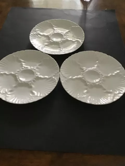 Set of 3-Oyster Plates Porcelaine  White Germany Waldsassen Bareuther Bavaria