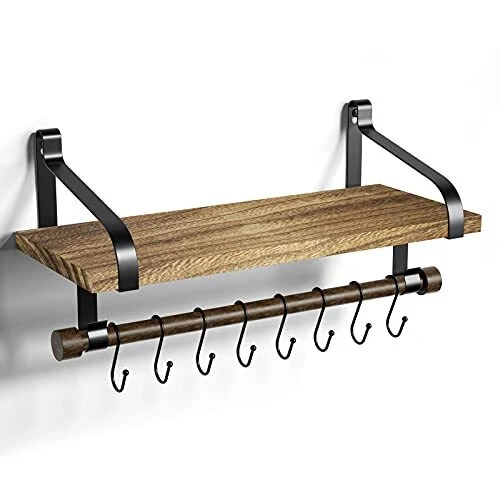 Floating Shelf Wall Shelf for Storage Rustic Wood Kitchen Spice Rack with