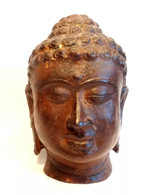 Tete De Bouddha Shakyamuni - Sukhothai 1800 Ad- Thailand Siam Bronze Buddha Head