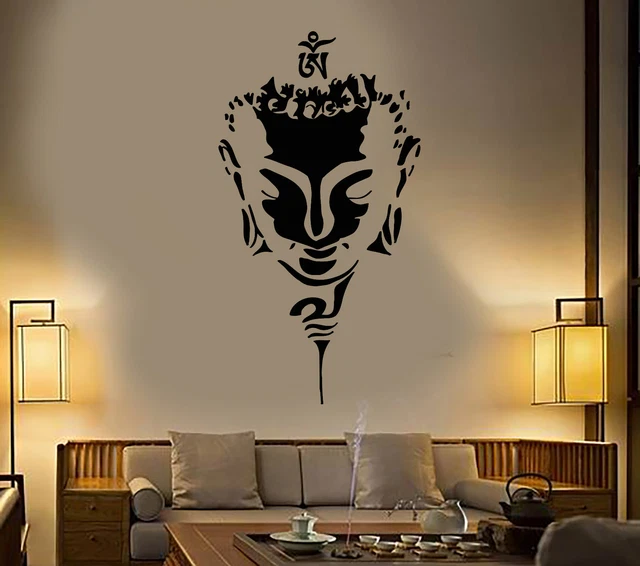 Vinyl Wall Decal Buddha Head Face Buddhism Yoga Stickers (1652ig)