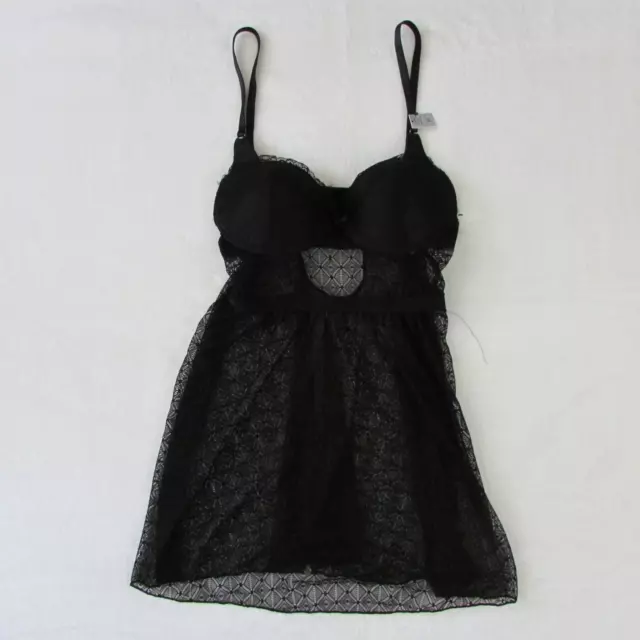 FREDERICKS OF HOLLYWOOD Intimate Black Lace Nightgown Nighty Dress Size ...