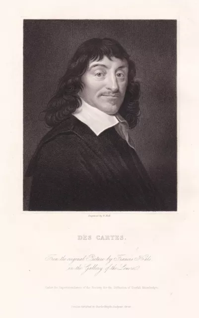 Rene Descartes Mathematician Philosophe le Scientifique Portrait Engraving 1835