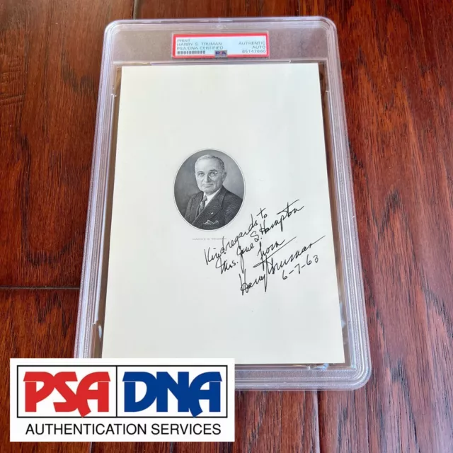 HARRY S TRUMAN * PSA Slab * Signed Engraving Autograph Official BEP Portrait