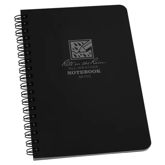 Rite In The Rain All Weather Waterproof Side Spiral Notebook 4.7/8x7" Black 773