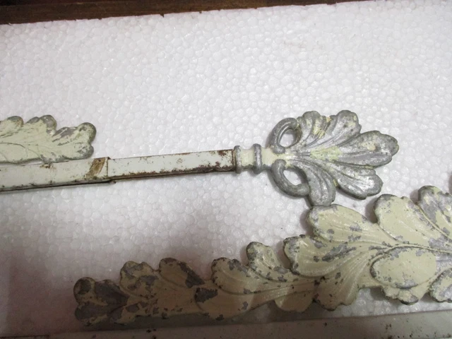 5 Antique Swing Arm Art Deco Extending Cast Aluminum Curtain Rods Ornate Ivy 3