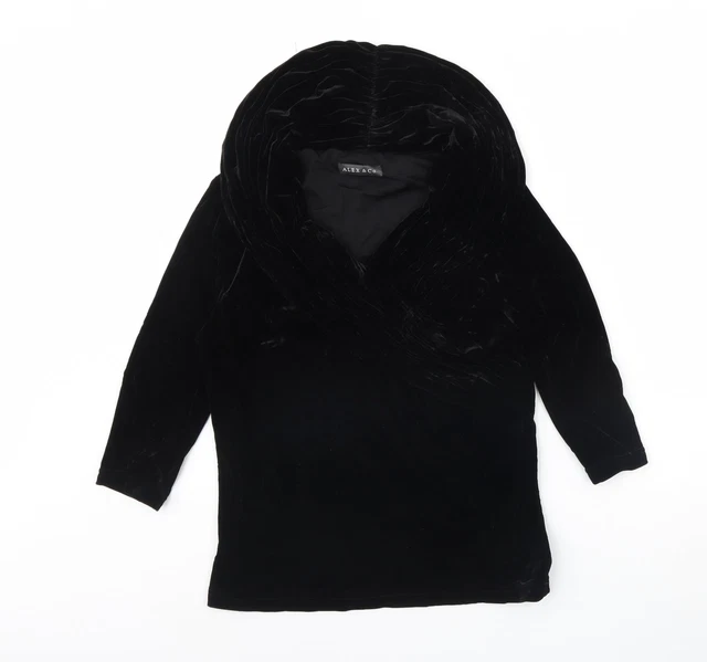 Alex & Co schwarze Damenbluse aus Polyester Basic Größe 14 V-Ausschnitt