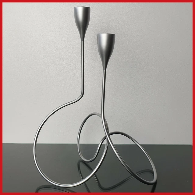 BLACK BLUM Loop Maison Satin Silver Candle Holder Modern Metal