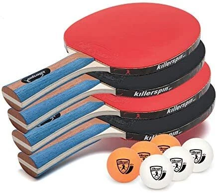 Killerspin JET SET 4 Ping Pong Paddle Set with 6 Balls u2013 Beginner Table Tenn