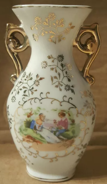 JAPANESE VASE - VINTAGE - Hand Painted with Gold Trim