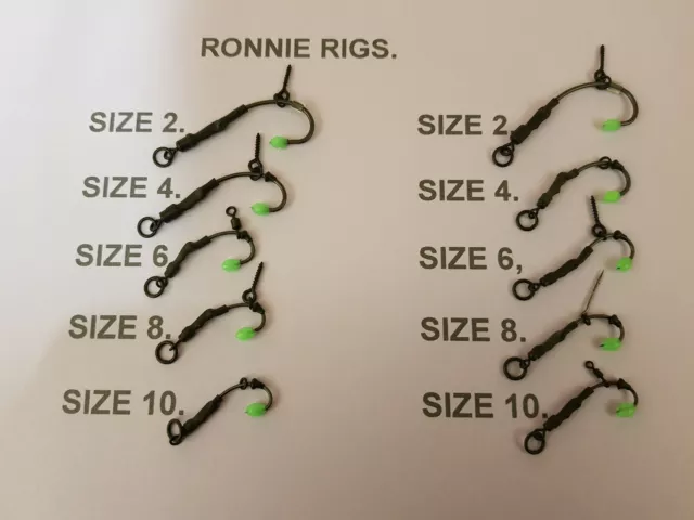 Ronnie,Spinner Rigs.UK Made,Black Teflon Hooks,20,10,5,1 + 2 Free Gifts Worth £4