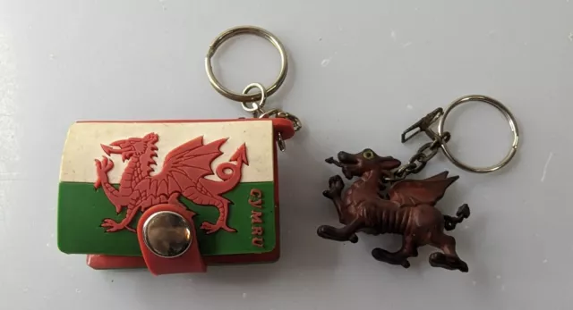 Vintage Welsh Dragon Keyring And Welsh Notebook Keyring Used