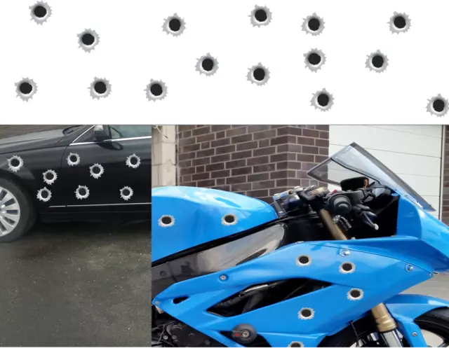 Einschusslöcher Aufkleber Set Sticker Bullet Holes Moped Auto Motorrad  Stylen