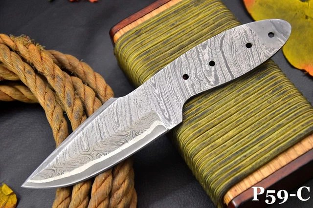 Custom San Mai 8.1"OAL Damascus Steel Blank Blade Hunting Knife Handmade (P59-C)
