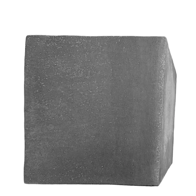 Cubo Decorativo de Terracota Gris Lava Escultura Interior Hogar Jardín 23x23cm