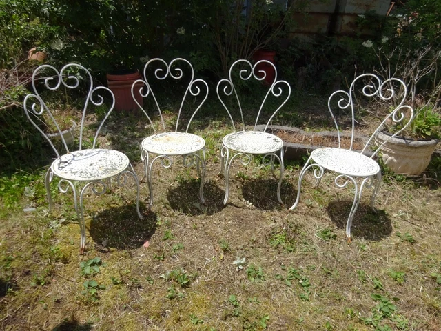 ANCIENNE CHAISE DE Jardin Vintage Ronde En Fer Forge Art Deco