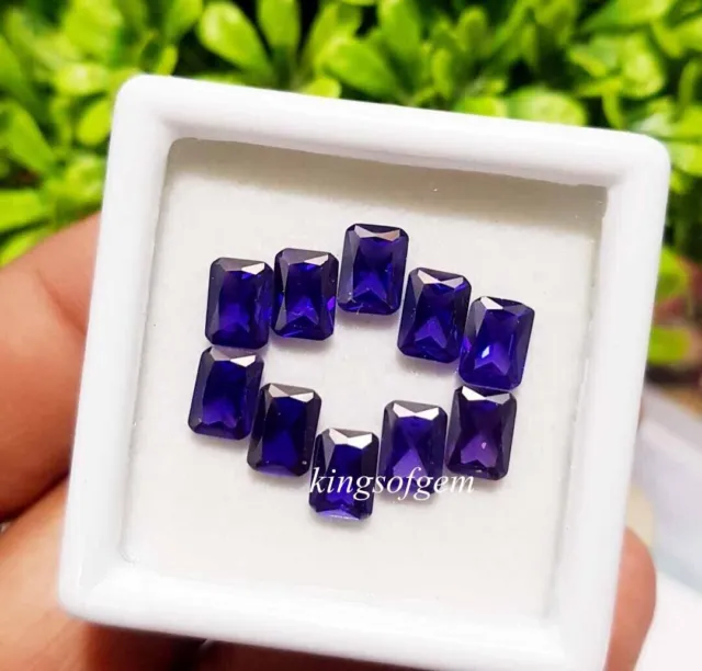 Pierre précieuse en vrac 14.80 Ct 10 PC Zircon bleu forme émeraude Zircon à...