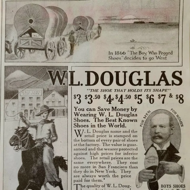 1917 W.L. Douglas Shoes Advertisement Wagon Frontier Horse Theme LGADYC4