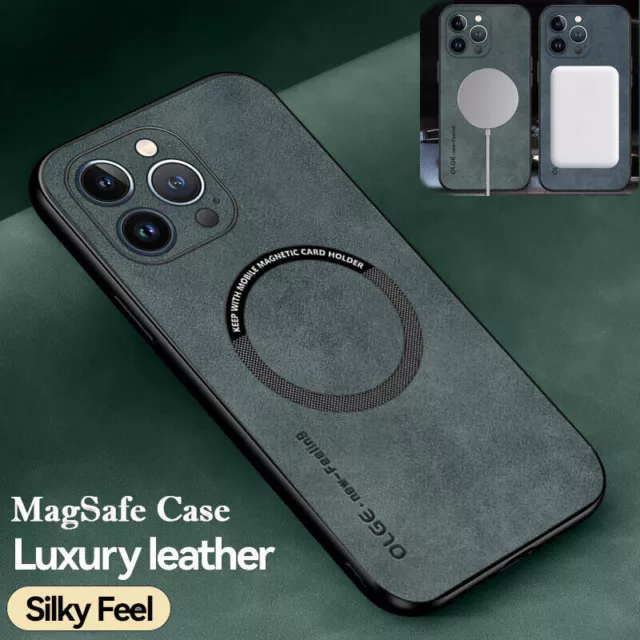Shockproof Leather Case For iPhone 15 14 13 12 11 Pro Max Magnetic Cover