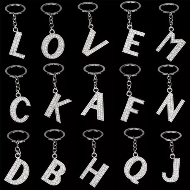 A-Z Initials Letter Alphabet Keyring Diamante Key Ring Metal Key Chain HOT
