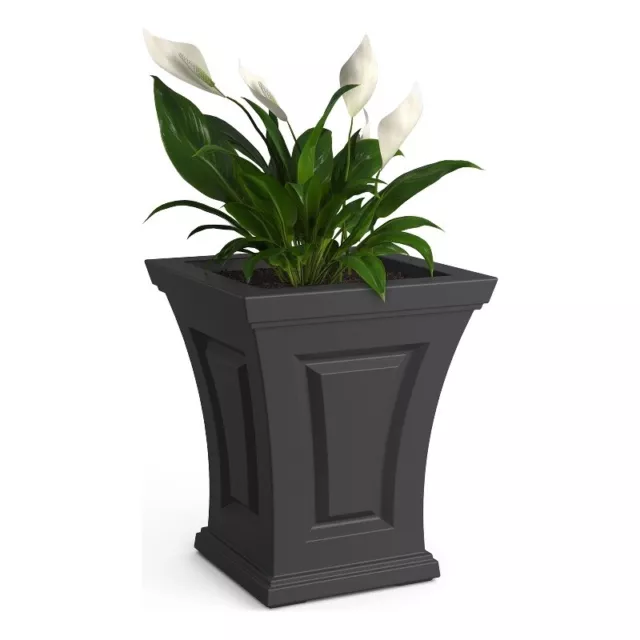 Mayne Cambridge 18" Traditional Polyethylene Resin Tall Planter in Graphite Gray