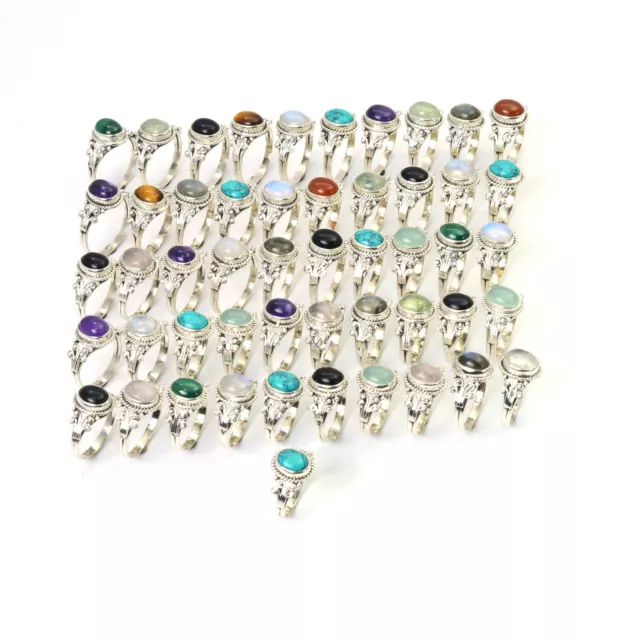 Wholesale 51Pc 925 Solid Sterling Silver Labradotite Mix Stone Ring Lot W955