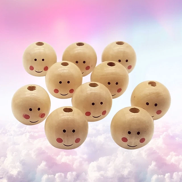 20 Pcs Bracelet Wooden Beads DIY Assorted Wood Beads Circle Beads Decorate